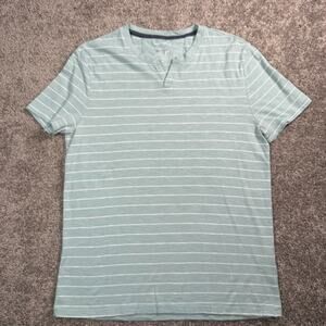 Banana Republic Quick Dry Tee V-Neck Short Sleeve Green Mens M Large Split Neck